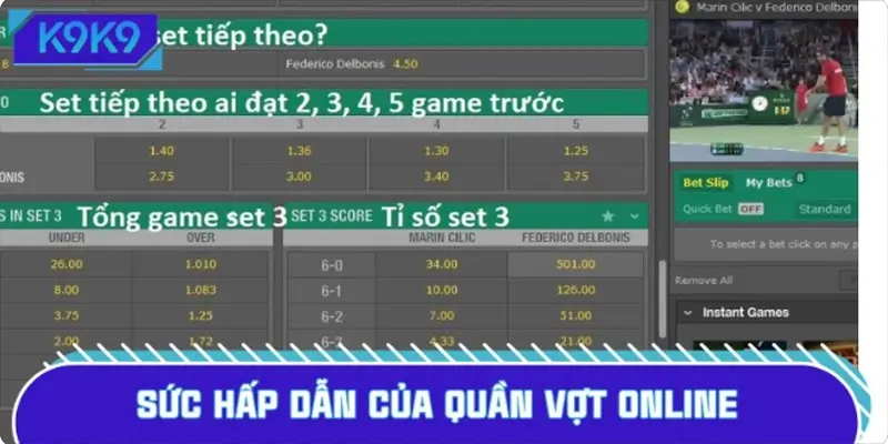 Quần vợt là sân chơi hấp dẫn của game thủ toàn cầu